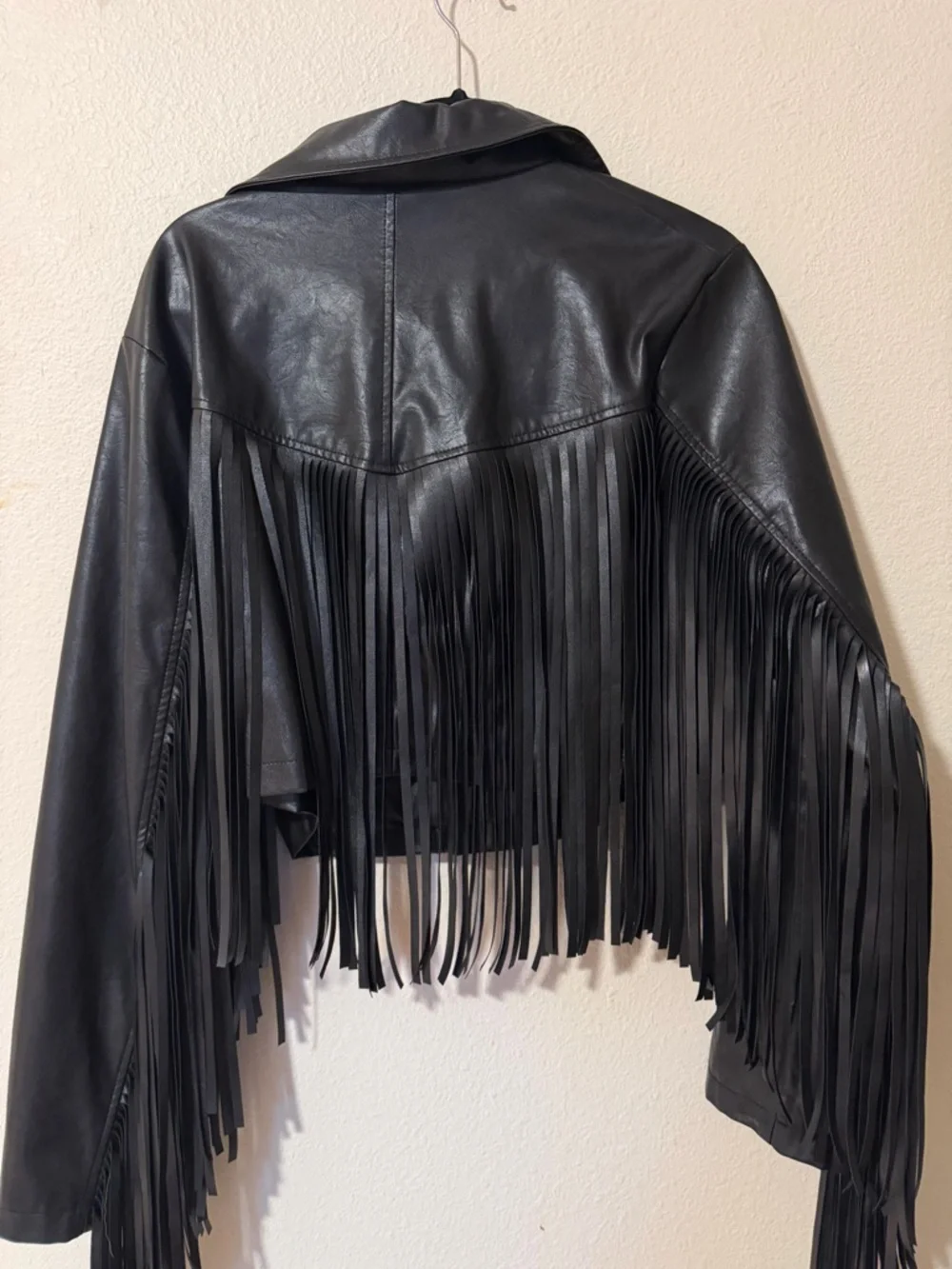 Current Mood Black Faux Leather Fringe Moto Jacket - Picture 7 of 7